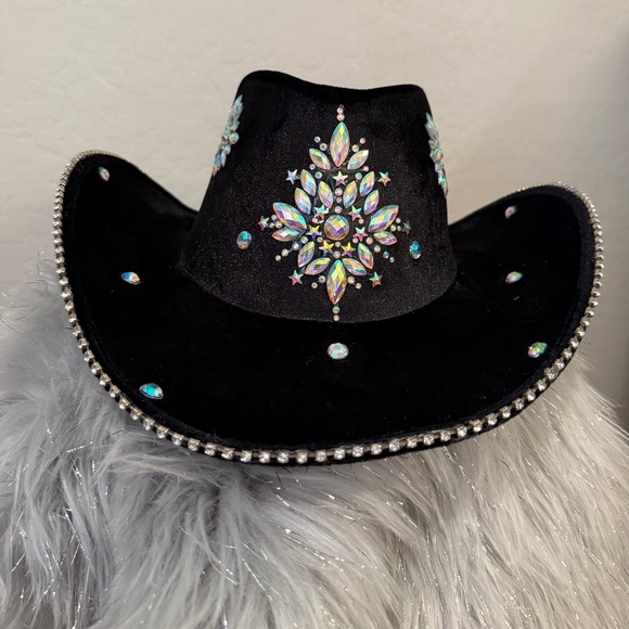 Embellished Black Cowboy Hat - Picture 1 of 4
